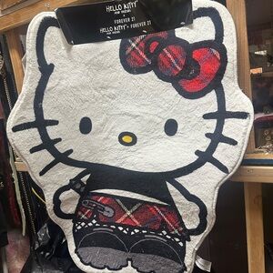Hello Kitty Plaid Grunge Goth Alt Girl Rocker Bow Rug